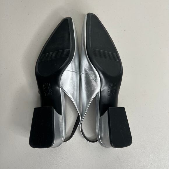 Naturalizer Silver Square Toe Sling Back Ginger Pumps Size 8 - Picture 8 of 10